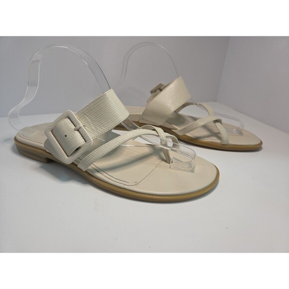 Vionic Julep Style Flat Ivory Adjustable Strap Leather Sandals Sz  9.5 Comfy - Picture 1 of 8